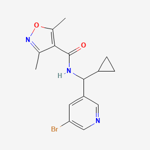 molecular formula C15H16BrN3O2 B6959742 N-[(5-bromopyridin-3-yl)-cyclopropylmethyl]-3,5-dimethyl-1,2-oxazole-4-carboxamide 