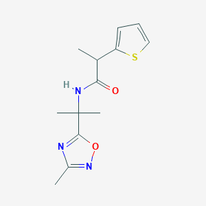 molecular formula C13H17N3O2S B6959751 N-[2-(3-methyl-1,2,4-oxadiazol-5-yl)propan-2-yl]-2-thiophen-2-ylpropanamide 