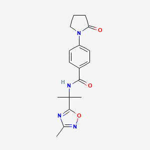 molecular formula C17H20N4O3 B6959761 N-[2-(3-methyl-1,2,4-oxadiazol-5-yl)propan-2-yl]-4-(2-oxopyrrolidin-1-yl)benzamide 