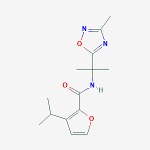 molecular formula C14H19N3O3 B6959774 N-[2-(3-methyl-1,2,4-oxadiazol-5-yl)propan-2-yl]-3-propan-2-ylfuran-2-carboxamide 