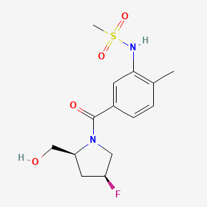 molecular formula C14H19FN2O4S B6959838 N-[5-[(2S,4S)-4-fluoro-2-(hydroxymethyl)pyrrolidine-1-carbonyl]-2-methylphenyl]methanesulfonamide 