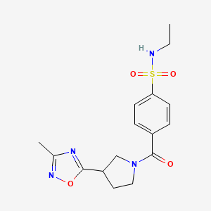 molecular formula C16H20N4O4S B6959900 N-ethyl-4-[3-(3-methyl-1,2,4-oxadiazol-5-yl)pyrrolidine-1-carbonyl]benzenesulfonamide 
