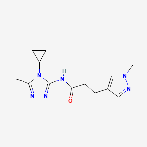 molecular formula C13H18N6O B6959957 N-(4-cyclopropyl-5-methyl-1,2,4-triazol-3-yl)-3-(1-methylpyrazol-4-yl)propanamide 