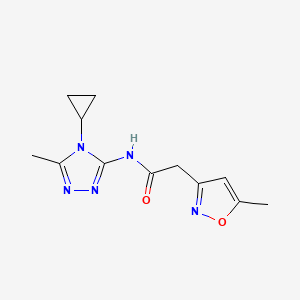 molecular formula C12H15N5O2 B6959964 N-(4-cyclopropyl-5-methyl-1,2,4-triazol-3-yl)-2-(5-methyl-1,2-oxazol-3-yl)acetamide 