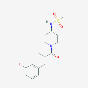 molecular formula C17H25FN2O3S B6960004 N-[1-[3-(3-fluorophenyl)-2-methylpropanoyl]piperidin-4-yl]ethanesulfonamide 