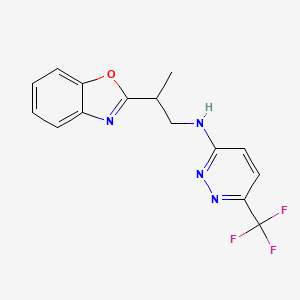 molecular formula C15H13F3N4O B6960077 N-[2-(1,3-benzoxazol-2-yl)propyl]-6-(trifluoromethyl)pyridazin-3-amine 