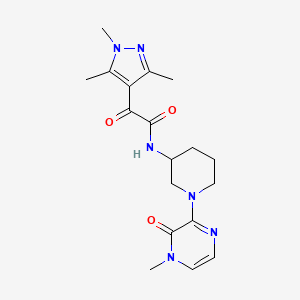 molecular formula C18H24N6O3 B6960107 N-[1-(4-methyl-3-oxopyrazin-2-yl)piperidin-3-yl]-2-oxo-2-(1,3,5-trimethylpyrazol-4-yl)acetamide 