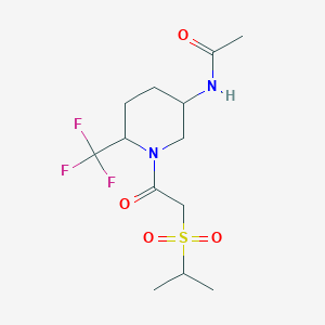 molecular formula C13H21F3N2O4S B6960168 N-[1-(2-propan-2-ylsulfonylacetyl)-6-(trifluoromethyl)piperidin-3-yl]acetamide 