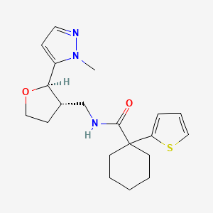 molecular formula C20H27N3O2S B6960182 N-[[(2R,3S)-2-(2-methylpyrazol-3-yl)oxolan-3-yl]methyl]-1-thiophen-2-ylcyclohexane-1-carboxamide 