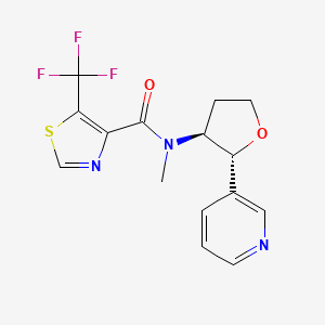 molecular formula C15H14F3N3O2S B6960241 N-methyl-N-[(2R,3S)-2-pyridin-3-yloxolan-3-yl]-5-(trifluoromethyl)-1,3-thiazole-4-carboxamide 