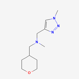 molecular formula C11H20N4O B6960247 N-methyl-N-[(1-methyltriazol-4-yl)methyl]-1-(oxan-4-yl)methanamine 