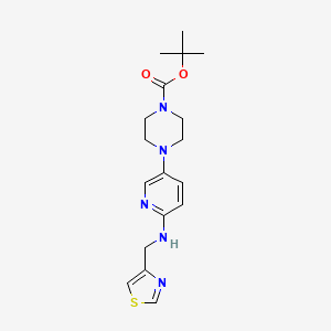 molecular formula C18H25N5O2S B6960293 Tert-butyl 4-[6-(1,3-thiazol-4-ylmethylamino)pyridin-3-yl]piperazine-1-carboxylate 