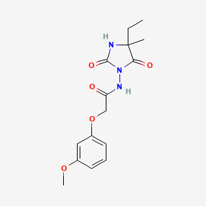 molecular formula C15H19N3O5 B6960366 N-(4-ethyl-4-methyl-2,5-dioxoimidazolidin-1-yl)-2-(3-methoxyphenoxy)acetamide 