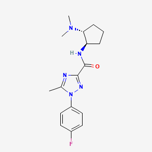 molecular formula C17H22FN5O B6960468 N-[(1R,2R)-2-(dimethylamino)cyclopentyl]-1-(4-fluorophenyl)-5-methyl-1,2,4-triazole-3-carboxamide 