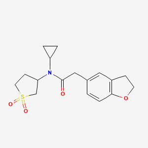 molecular formula C17H21NO4S B6960679 N-cyclopropyl-2-(2,3-dihydro-1-benzofuran-5-yl)-N-(1,1-dioxothiolan-3-yl)acetamide 