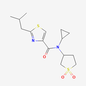 molecular formula C15H22N2O3S2 B6960696 N-cyclopropyl-N-(1,1-dioxothiolan-3-yl)-2-(2-methylpropyl)-1,3-thiazole-4-carboxamide 