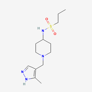 molecular formula C13H24N4O2S B6960788 N-[1-[(5-methyl-1H-pyrazol-4-yl)methyl]piperidin-4-yl]propane-1-sulfonamide 