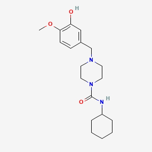 molecular formula C19H29N3O3 B6960812 N-cyclohexyl-4-[(3-hydroxy-4-methoxyphenyl)methyl]piperazine-1-carboxamide 