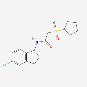 molecular formula C16H20ClNO3S B6961098 N-(5-chloro-2,3-dihydro-1H-inden-1-yl)-2-cyclopentylsulfonylacetamide 