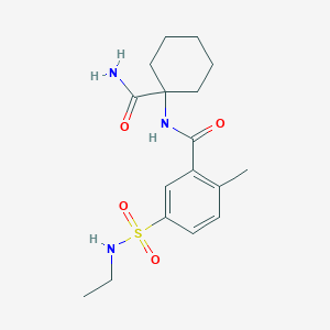 molecular formula C17H25N3O4S B6961144 N-(1-carbamoylcyclohexyl)-5-(ethylsulfamoyl)-2-methylbenzamide 