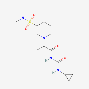 molecular formula C14H26N4O4S B6961307 N-(cyclopropylcarbamoyl)-2-[3-(dimethylsulfamoyl)piperidin-1-yl]propanamide 
