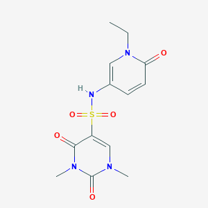 molecular formula C13H16N4O5S B6961335 N-(1-ethyl-6-oxopyridin-3-yl)-1,3-dimethyl-2,4-dioxopyrimidine-5-sulfonamide 