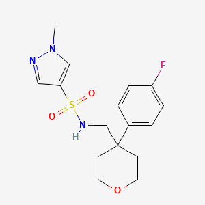 molecular formula C16H20FN3O3S B6961366 N-[[4-(4-fluorophenyl)oxan-4-yl]methyl]-1-methylpyrazole-4-sulfonamide 