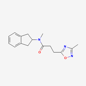 molecular formula C16H19N3O2 B6961370 N-(2,3-dihydro-1H-inden-2-yl)-N-methyl-3-(3-methyl-1,2,4-oxadiazol-5-yl)propanamide 