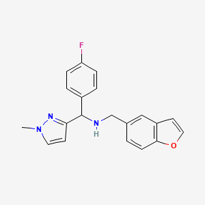 molecular formula C20H18FN3O B6961393 N-(1-benzofuran-5-ylmethyl)-1-(4-fluorophenyl)-1-(1-methylpyrazol-3-yl)methanamine 