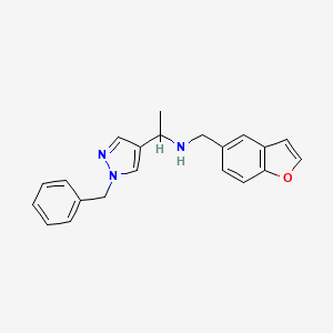 molecular formula C21H21N3O B6961399 N-(1-benzofuran-5-ylmethyl)-1-(1-benzylpyrazol-4-yl)ethanamine 
