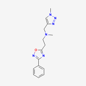 molecular formula C15H18N6O B6961421 N-methyl-N-[(1-methyltriazol-4-yl)methyl]-2-(3-phenyl-1,2,4-oxadiazol-5-yl)ethanamine 