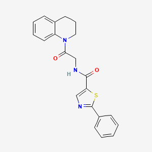 molecular formula C21H19N3O2S B6961465 N-[2-(3,4-dihydro-2H-quinolin-1-yl)-2-oxoethyl]-2-phenyl-1,3-thiazole-5-carboxamide 