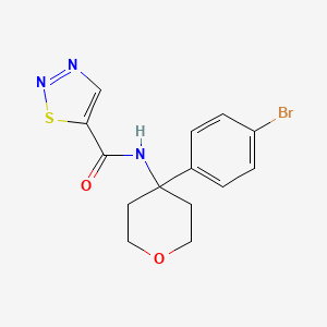 molecular formula C14H14BrN3O2S B6961479 N-[4-(4-bromophenyl)oxan-4-yl]thiadiazole-5-carboxamide 