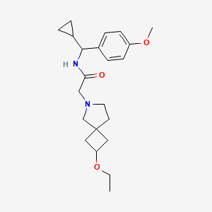 molecular formula C22H32N2O3 B6961505 N-[cyclopropyl-(4-methoxyphenyl)methyl]-2-(2-ethoxy-6-azaspiro[3.4]octan-6-yl)acetamide 