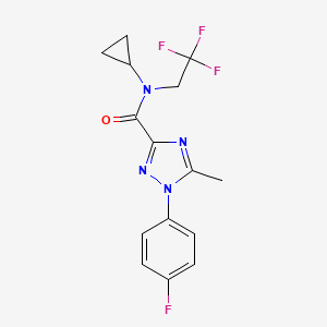 molecular formula C15H14F4N4O B6961506 N-cyclopropyl-1-(4-fluorophenyl)-5-methyl-N-(2,2,2-trifluoroethyl)-1,2,4-triazole-3-carboxamide 