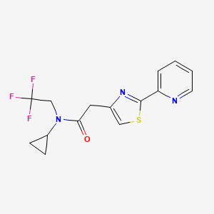 molecular formula C15H14F3N3OS B6961521 N-cyclopropyl-2-(2-pyridin-2-yl-1,3-thiazol-4-yl)-N-(2,2,2-trifluoroethyl)acetamide 