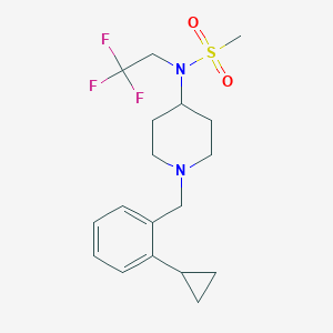 molecular formula C18H25F3N2O2S B6961620 N-[1-[(2-cyclopropylphenyl)methyl]piperidin-4-yl]-N-(2,2,2-trifluoroethyl)methanesulfonamide 