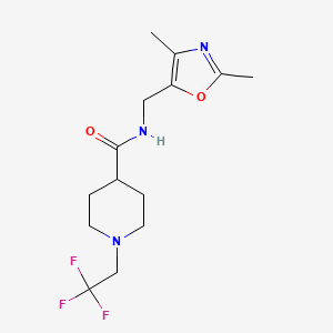 molecular formula C14H20F3N3O2 B6961677 N-[(2,4-dimethyl-1,3-oxazol-5-yl)methyl]-1-(2,2,2-trifluoroethyl)piperidine-4-carboxamide 