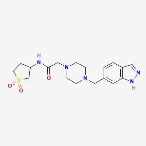 molecular formula C18H25N5O3S B6961704 N-(1,1-dioxothiolan-3-yl)-2-[4-(1H-indazol-6-ylmethyl)piperazin-1-yl]acetamide 