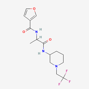 molecular formula C15H20F3N3O3 B6961794 N-[1-oxo-1-[[1-(2,2,2-trifluoroethyl)piperidin-3-yl]amino]propan-2-yl]furan-3-carboxamide 