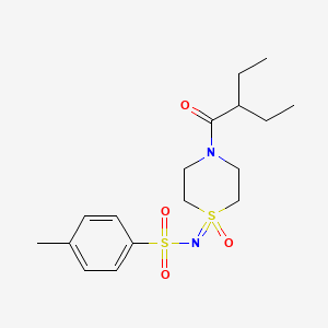 molecular formula C17H26N2O4S2 B6961854 N-[4-(2-ethylbutanoyl)-1-oxo-1,4-thiazinan-1-ylidene]-4-methylbenzenesulfonamide 
