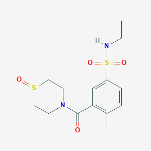 molecular formula C14H20N2O4S2 B6961863 N-ethyl-4-methyl-3-(1-oxo-1,4-thiazinane-4-carbonyl)benzenesulfonamide 
