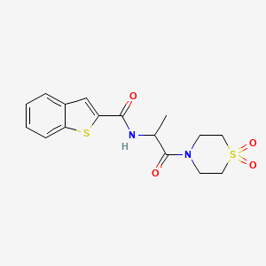 molecular formula C16H18N2O4S2 B6961886 N-[1-(1,1-dioxo-1,4-thiazinan-4-yl)-1-oxopropan-2-yl]-1-benzothiophene-2-carboxamide 