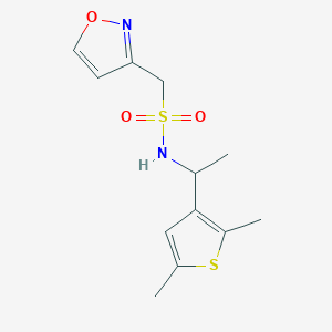 molecular formula C12H16N2O3S2 B6961893 N-[1-(2,5-dimethylthiophen-3-yl)ethyl]-1-(1,2-oxazol-3-yl)methanesulfonamide 