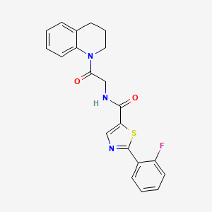 molecular formula C21H18FN3O2S B6961927 N-[2-(3,4-dihydro-2H-quinolin-1-yl)-2-oxoethyl]-2-(2-fluorophenyl)-1,3-thiazole-5-carboxamide 