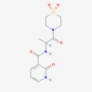 molecular formula C13H17N3O5S B6961979 N-[1-(1,1-dioxo-1,4-thiazinan-4-yl)-1-oxopropan-2-yl]-2-oxo-1H-pyridine-3-carboxamide 