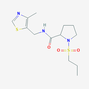 molecular formula C13H21N3O3S2 B6962151 N-[(4-methyl-1,3-thiazol-5-yl)methyl]-1-propylsulfonylpyrrolidine-2-carboxamide 