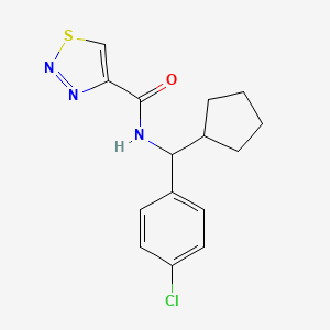 molecular formula C15H16ClN3OS B6962163 N-[(4-chlorophenyl)-cyclopentylmethyl]thiadiazole-4-carboxamide 