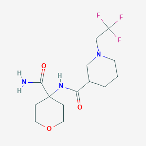 molecular formula C14H22F3N3O3 B6962164 N-(4-carbamoyloxan-4-yl)-1-(2,2,2-trifluoroethyl)piperidine-3-carboxamide 