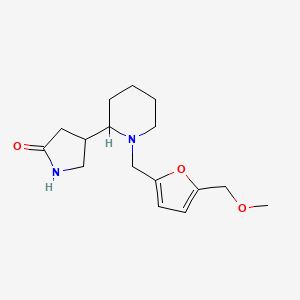 molecular formula C16H24N2O3 B6962220 4-[1-[[5-(Methoxymethyl)furan-2-yl]methyl]piperidin-2-yl]pyrrolidin-2-one 